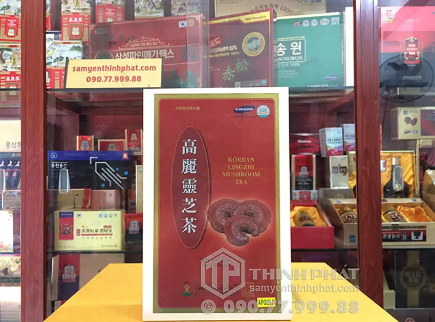 Trà linh chi hòa tan Hàn Quốc hộp gỗ 100 gói