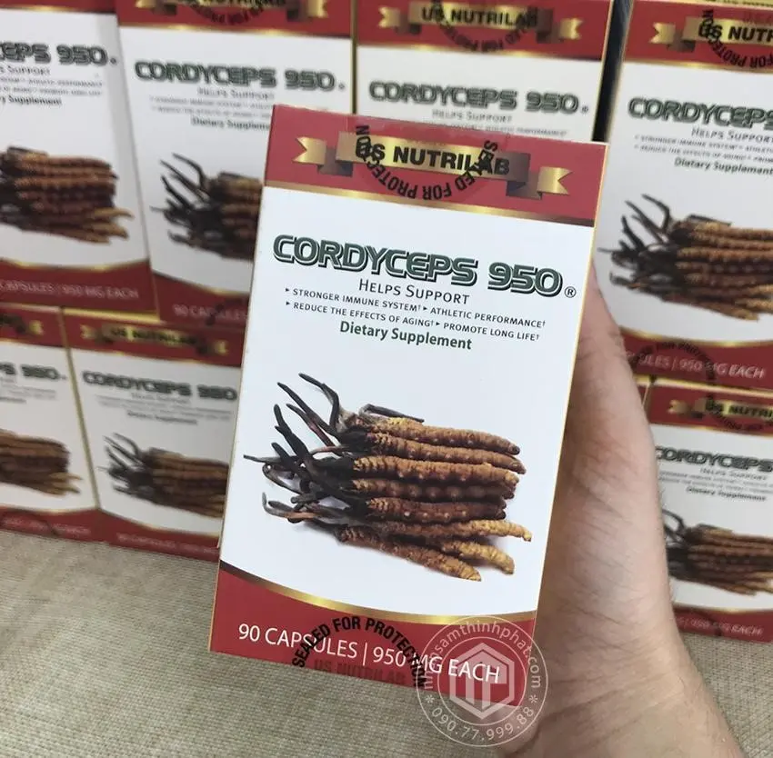 Đông trùng hạ thảo Cordyceps 950 của Mỹ hộp 90 viên Đông trùng hạ thảo Cordyceps 950 của Mỹ hộp 90 viên