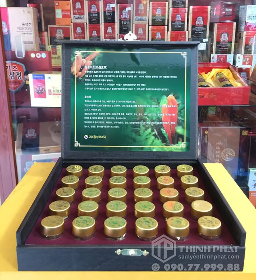 Viên đông trùng hạ thảo Hàn Quốc cao cấp hộp gỗ 30 viên Viên đông trùng hạ thảo Hàn Quốc cao cấp hộp gỗ 30 viên