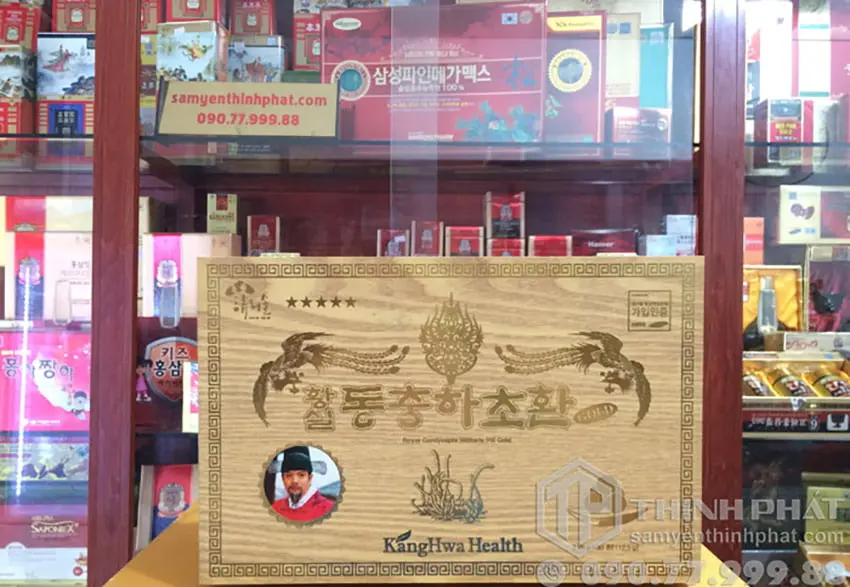 Viên đông trùng hạ thảo Hàn Quốc hộp gỗ vàng 30 viên Viên đông trùng hạ thảo Hàn Quốc hộp gỗ vàng 30 viên