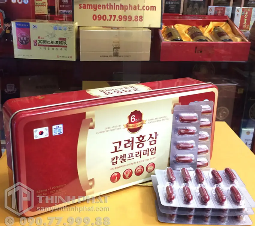 Viên hồng sâm nhung hươu linh chi đông trùng hạ thảo 120 viên Viên hồng sâm nhung hươu linh chi đông trùng hạ thảo 120 viên