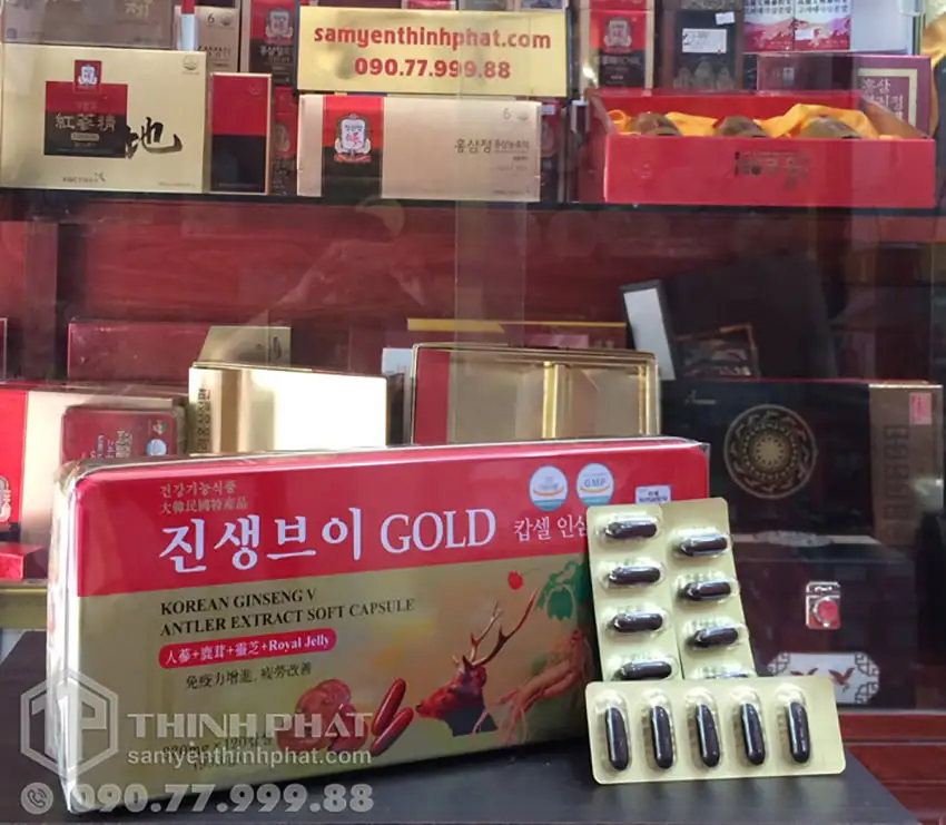 Viên sâm nhung linh chi Hàn Quốc Gold hộp 120 viên Dongwon Viên sâm nhung linh chi Hàn Quốc Gold hộp 120 viên Dongwon