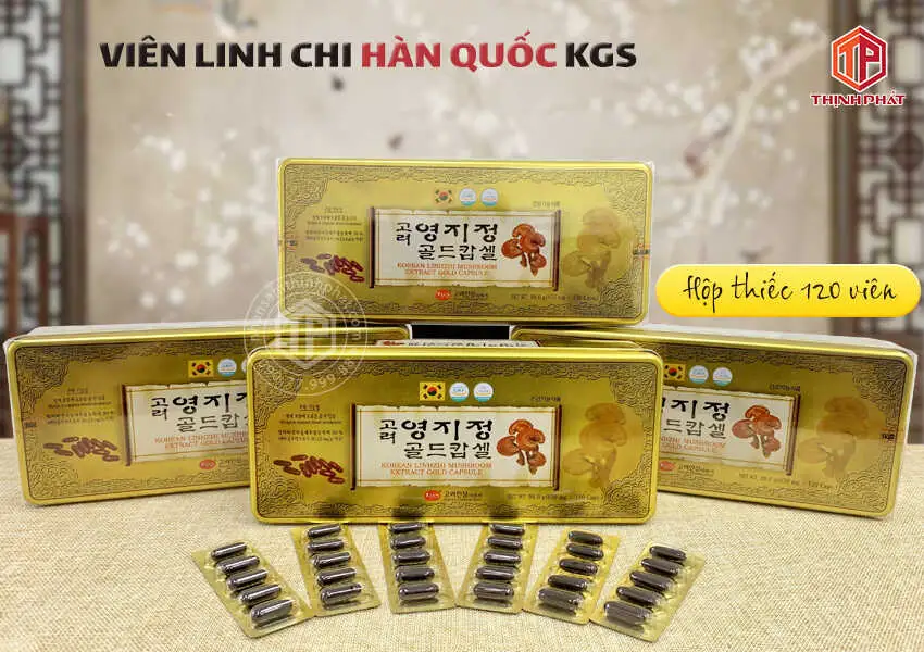 Viên linh chi Hàn Quốc KGS hộp thiếc 120 viên chính hãng Viên linh chi Hàn Quốc KGS hộp thiếc 120 viên chính hãng