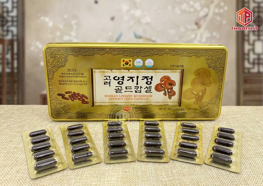 Viên linh chi Hàn Quốc KGS hộp thiếc 120 viên chính hãng Viên linh chi Hàn Quốc KGS hộp thiếc 120 viên chính hãng