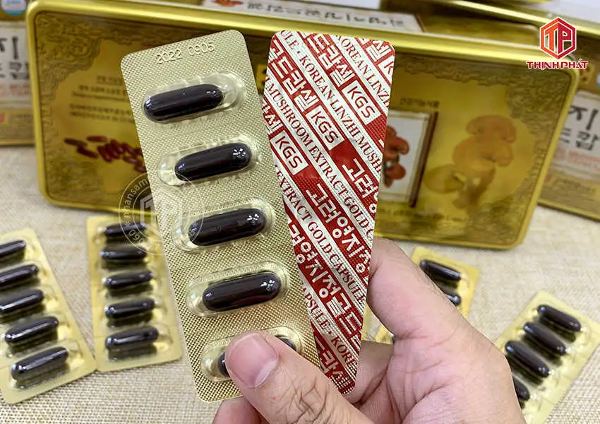 Viên linh chi Hàn Quốc KGS hộp thiếc 120 viên chính hãng Viên linh chi Hàn Quốc KGS hộp thiếc 120 viên chính hãng