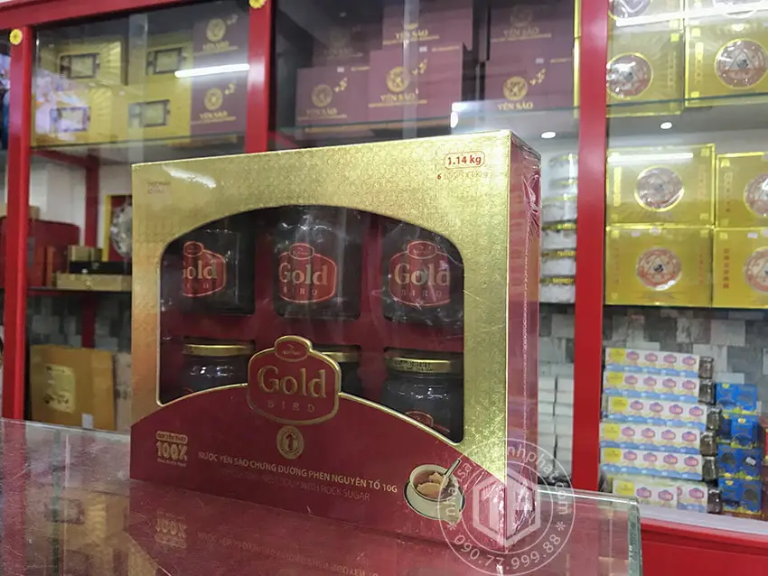 Tổ yến chưng đường phèn 100% tổ yến hộp 6 hũ - 190g/ hũ - Gold Bird Tổ yến chưng đường phèn 100% tổ yến hộp 6 hũ - 190g/ hũ - Gold Bird