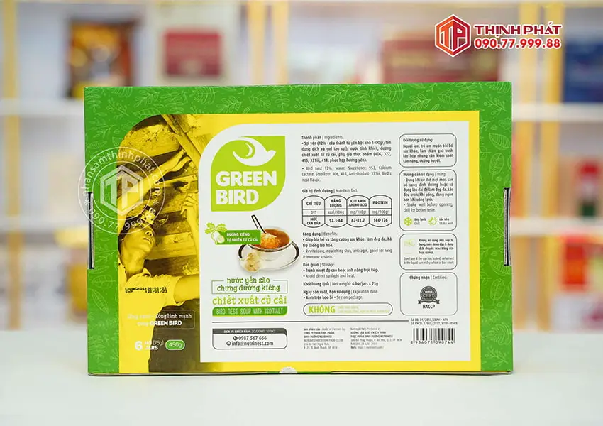 Yến chưng sẵn không đường 12% yến green bird
