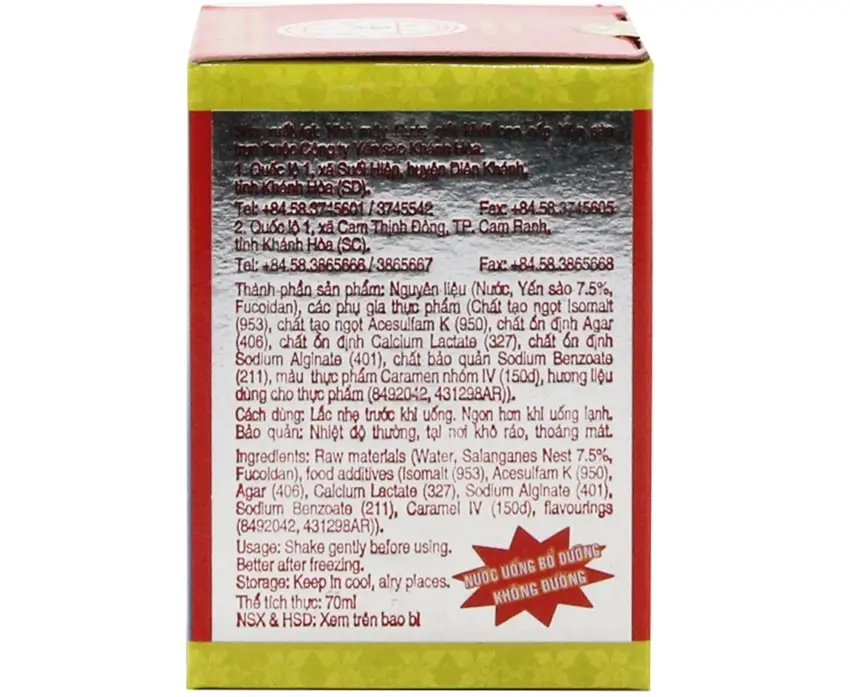 Yến Sào Khánh Hòa Sanest Không Đường