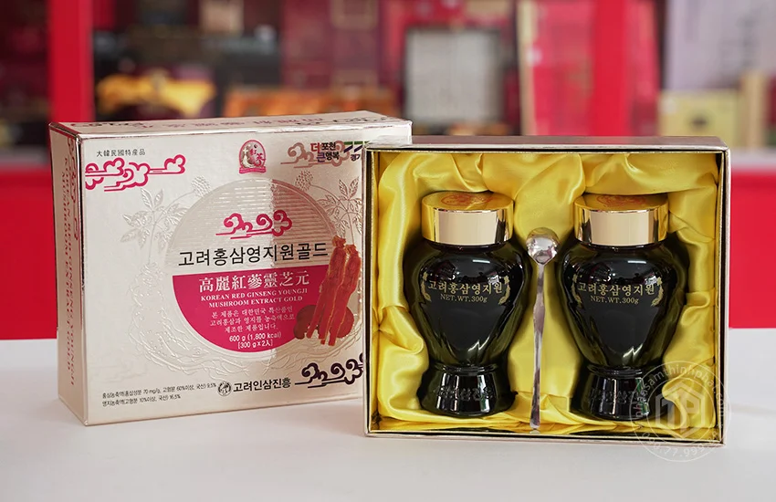 Cao hồng sâm linh chi Hàn Quốc Gold hộp 2 lọ x 300g Cao hồng sâm linh chi Hàn Quốc Gold hộp 2 lọ x 300g