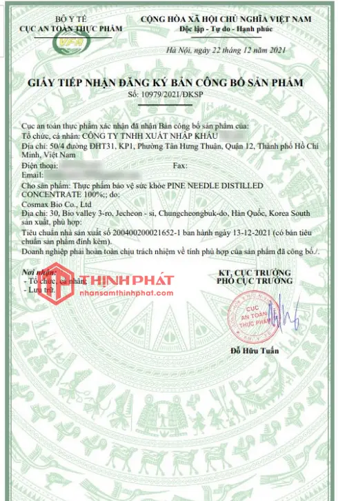 Giấy tiếp nhận đăng ký công bố sản phẩm Tinh Dầu Thông Đỏ Hàn Quốc Kwangdong Chính hãng 120 Viên Giấy tiếp nhận đăng ký công bố sản phẩm Tinh Dầu Thông Đỏ Hàn Quốc Kwangdong Chính hãng 120 Viên