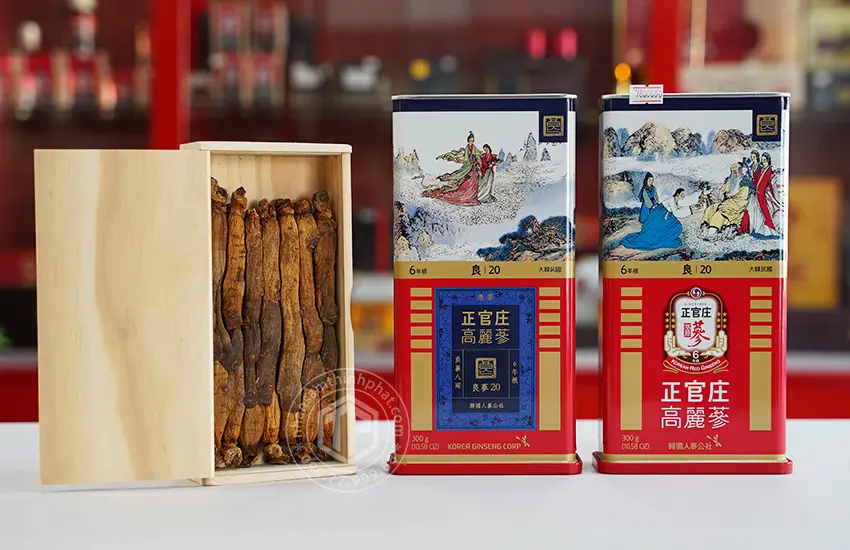 Hồng sâm củ khô Hàn Quốc KGC 300g Hộp 14 củ sâm chính phủ nhập khẩu chính hãng Hàn Quốc Hồng sâm củ khô Hàn Quốc KGC 300g Hộp 14 củ sâm chính phủ nhập khẩu chính hãng Hàn Quốc