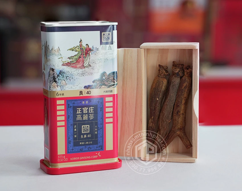 Hồng sâm củ khô hộp thiếc KGC 37.5g hồng sâm Chính phủ Jung Kwan Jang