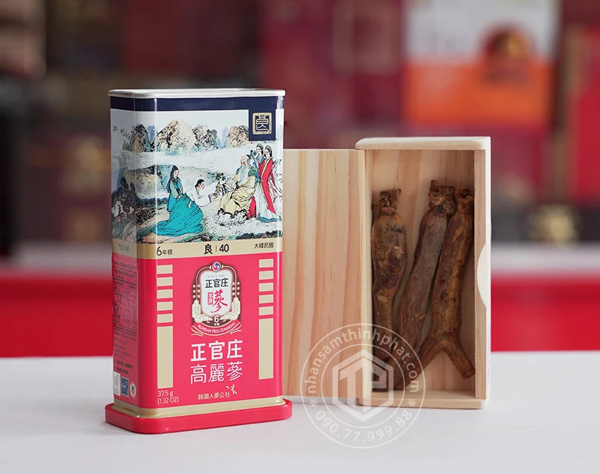Hồng sâm củ khô hộp thiếc KGC 37.5g hồng sâm Chính phủ Jung Kwan Jang