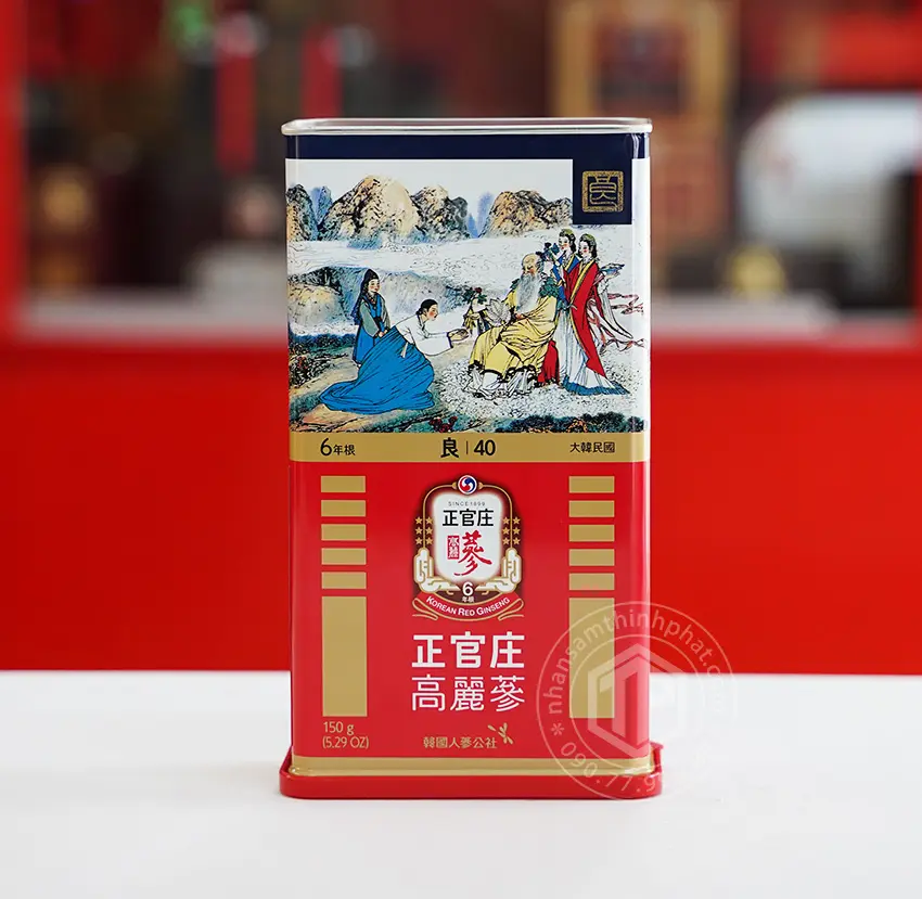 Hồng sâm củ khô KGC 150g 12 củ hộp thiếc hồng sâm Chính phủ Jung Kwan Jang hộp số 40 Hồng sâm củ khô KGC 150g 12 củ hộp thiếc hồng sâm Chính phủ Jung Kwan Jang hộp số 40