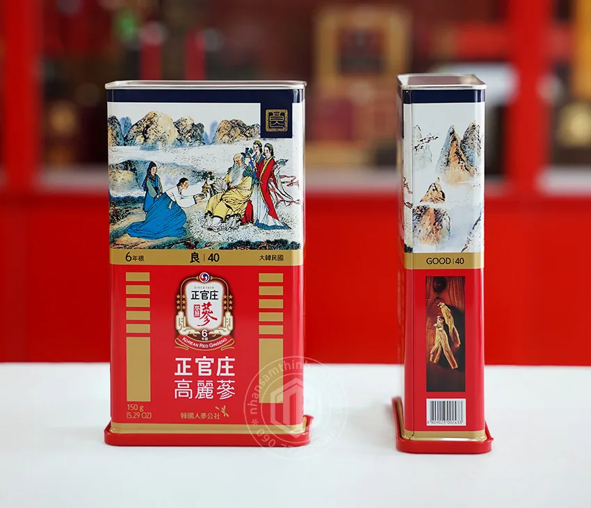 Hồng sâm củ khô KGC 150g 12 củ hộp thiếc hồng sâm Chính phủ Jung Kwan Jang hộp số 40 Hồng sâm củ khô KGC 150g 12 củ hộp thiếc hồng sâm Chính phủ Jung Kwan Jang hộp số 40