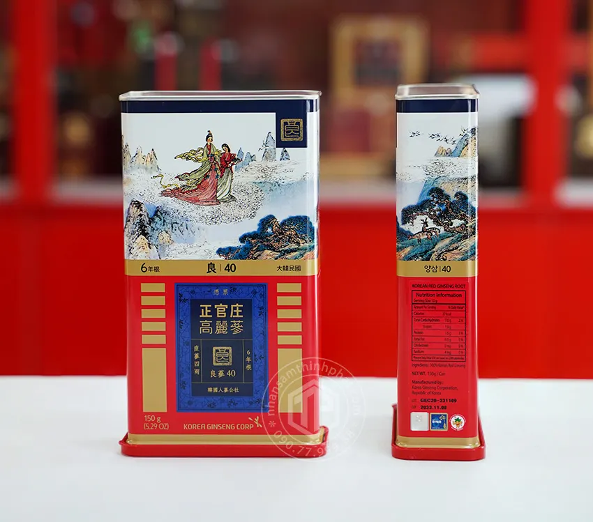 Hồng sâm củ khô KGC 150g 12 củ hộp thiếc hồng sâm Chính phủ Jung Kwan Jang hộp số 40 Hồng sâm củ khô KGC 150g 12 củ hộp thiếc hồng sâm Chính phủ Jung Kwan Jang hộp số 40