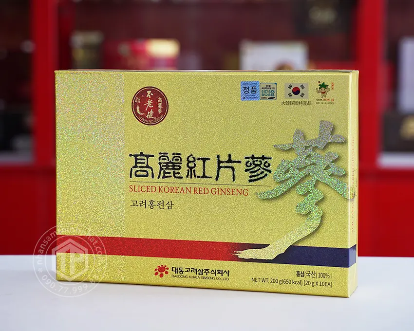 Hồng sâm khô thái lát Daedong Hàn Quốc 200g 10 hộp nhỏ Hồng sâm khô thái lát Daedong Hàn Quốc 200g 10 hộp nhỏ