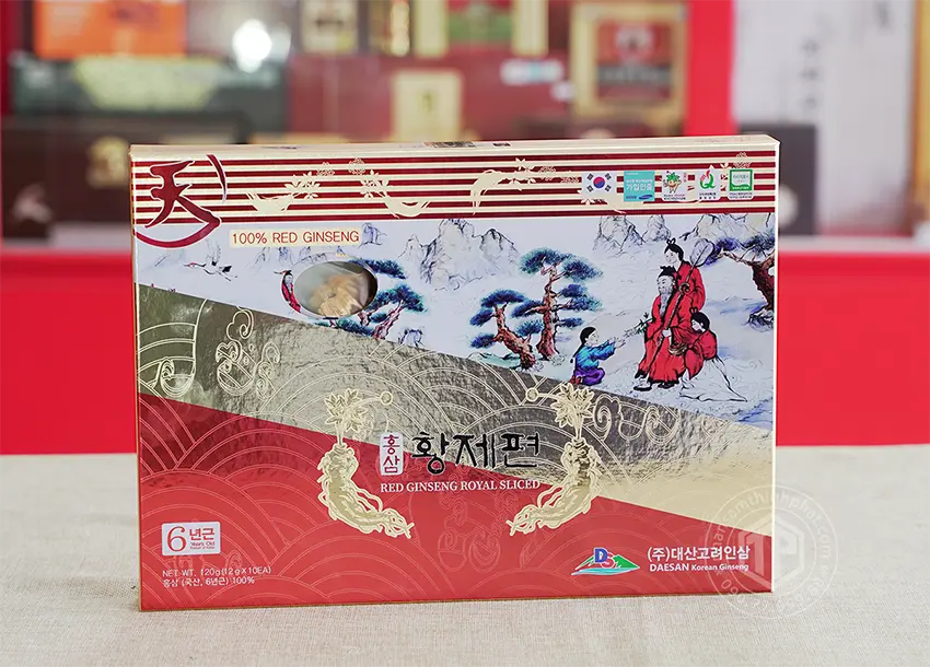 Hồng Sâm Lát Khô Daesan Hàn Quốc hộp 120g Hồng Sâm Lát Khô Daesan Hàn Quốc hộp 120g