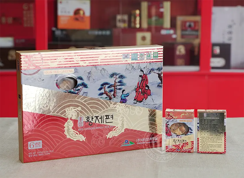 Hồng Sâm Lát Khô Daesan Hàn Quốc hộp 120g Hồng Sâm Lát Khô Daesan Hàn Quốc hộp 120g