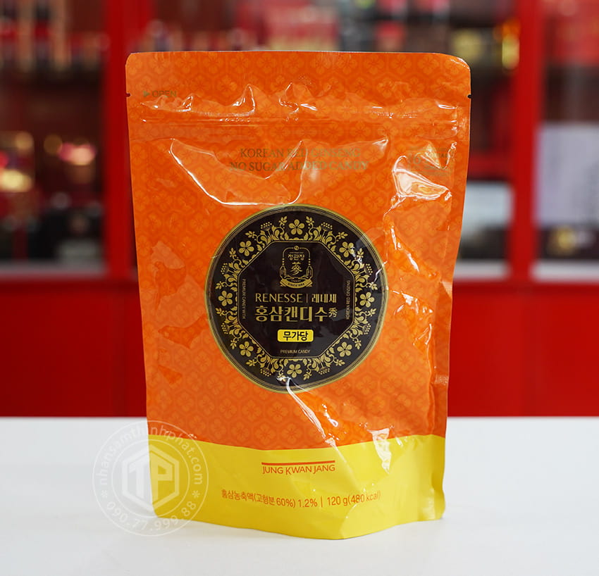 Kẹo Sâm Hàn Quốc KGC cao cấp không đường gói 120g Kẹo Sâm Hàn Quốc KGC cao cấp không đường gói 120g