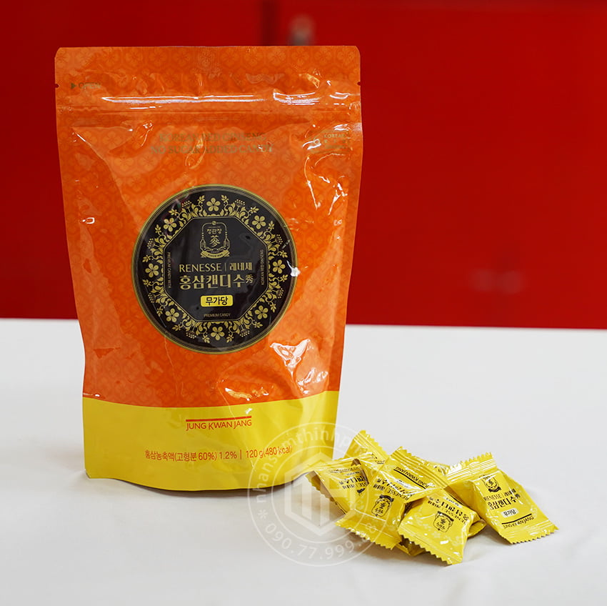 Kẹo Sâm Hàn Quốc KGC cao cấp không đường gói 120g Kẹo Sâm Hàn Quốc KGC cao cấp không đường gói 120g
