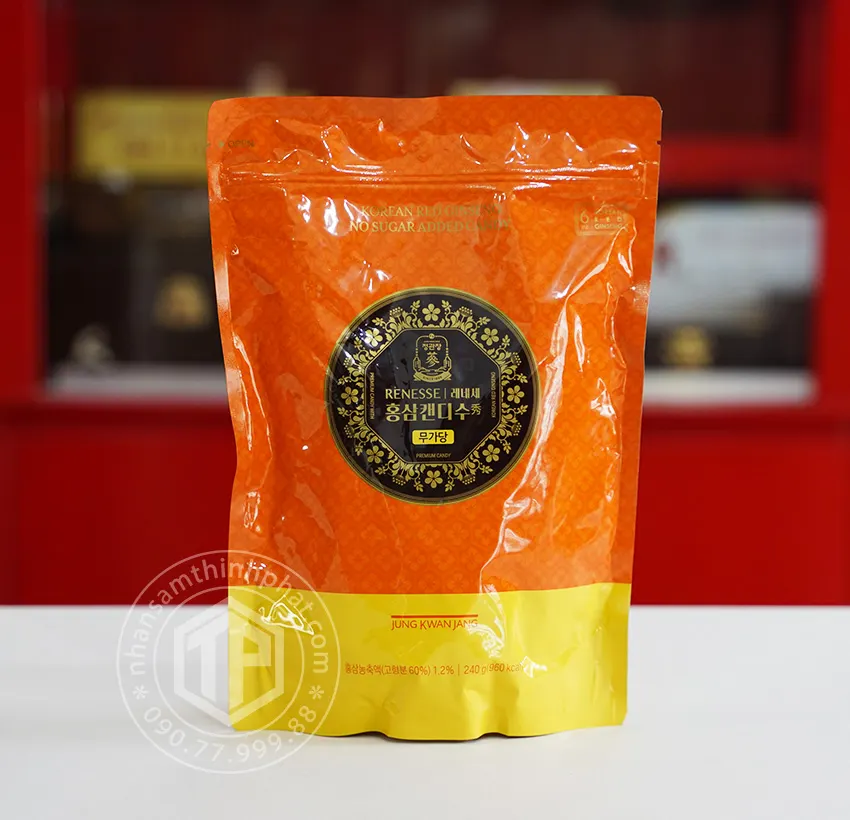 Kẹo Sâm Hàn Quốc KGC cao cấp không đường gói 240g Kẹo Sâm Hàn Quốc KGC cao cấp không đường gói 240g