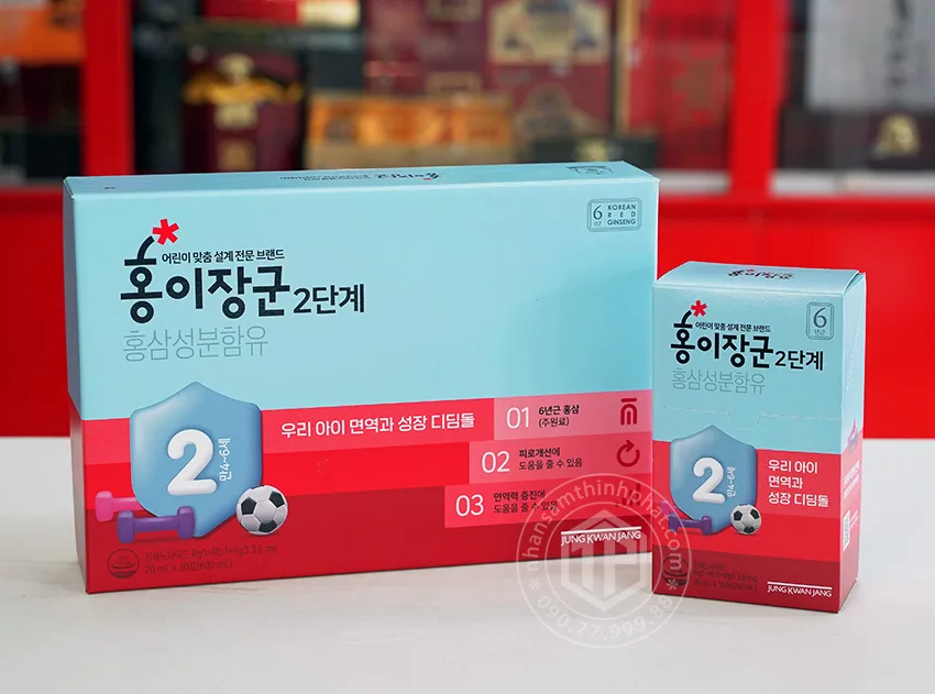 Hồng sâm Baby KGC KID 2 cao cấp cho trẻ 4-6 tuổi chính hãng sâm Chính phủ Jung Kwan Jang hộp 30 gói