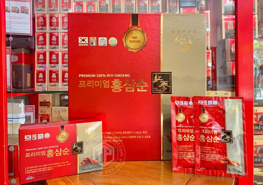 Nước hồng sâm Hàn Quốc không đường hộp 30 gói x 70ml Nước hồng sâm Hàn Quốc không đường hộp 30 gói x 70ml