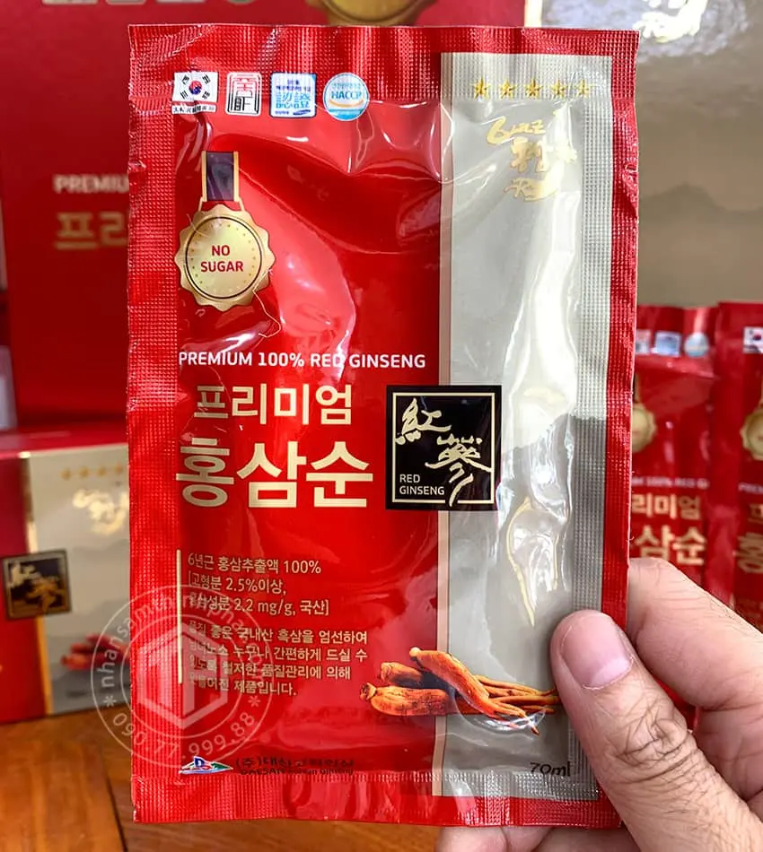Nước hồng sâm Hàn Quốc không đường hộp 30 gói x 70ml Nước hồng sâm Hàn Quốc không đường hộp 30 gói x 70ml