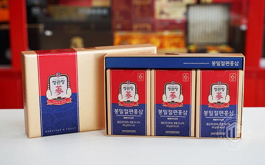 Hồng sâm lát tẩm mật ong KGC Sâm Chính phủ cao cấp hộp 6 gói 120g - Jung Kwan Jang