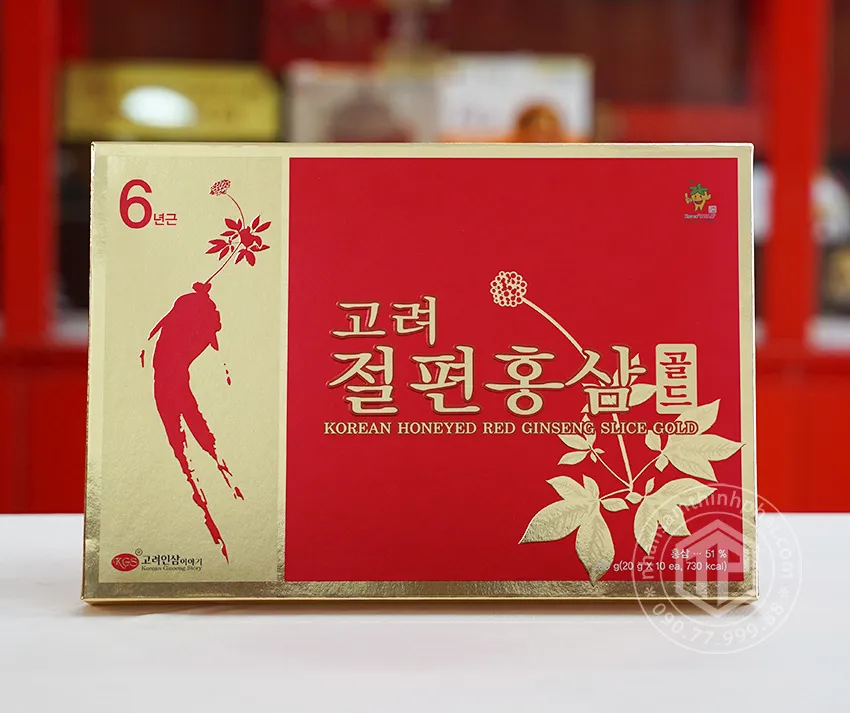 Hồng sâm thái lát tẩm mật ong chính hãng KGS sâm Hàn Quốc 6 năm tuổi Hồng sâm thái lát tẩm mật ong chính hãng KGS sâm Hàn Quốc 6 năm tuổi