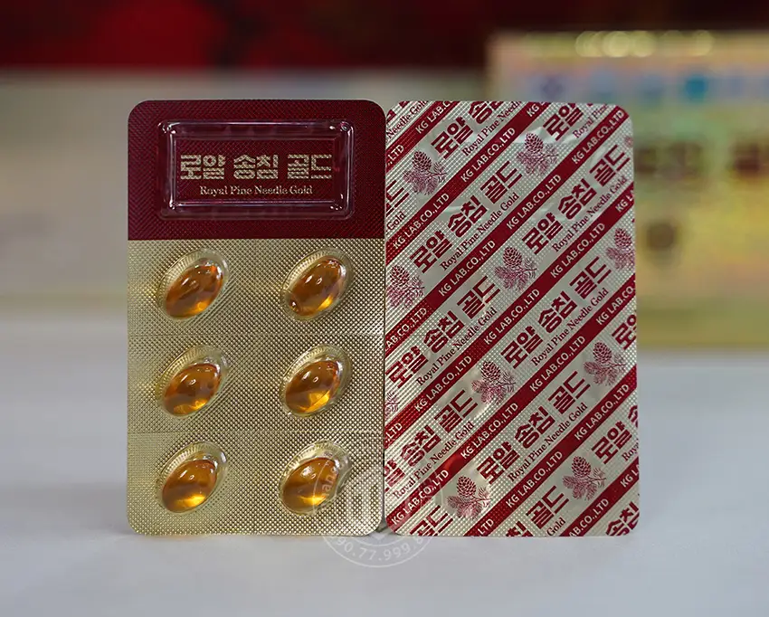Viên tinh dầu thông đỏ Hàn Quốc cao cấp Royal Pine Needle Gold 180 viên Viên tinh dầu thông đỏ Hàn Quốc cao cấp Royal Pine Needle Gold 180 viên