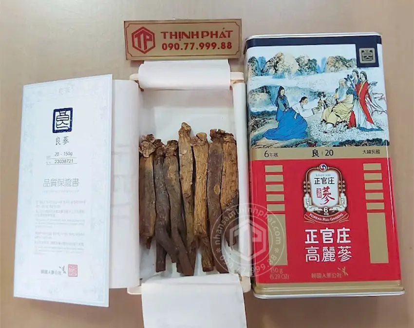 Hồng sâm củ khô KGC 150g 7 củ hộp thiếc hồng sâm Chính phủ Jung Kwan Jang