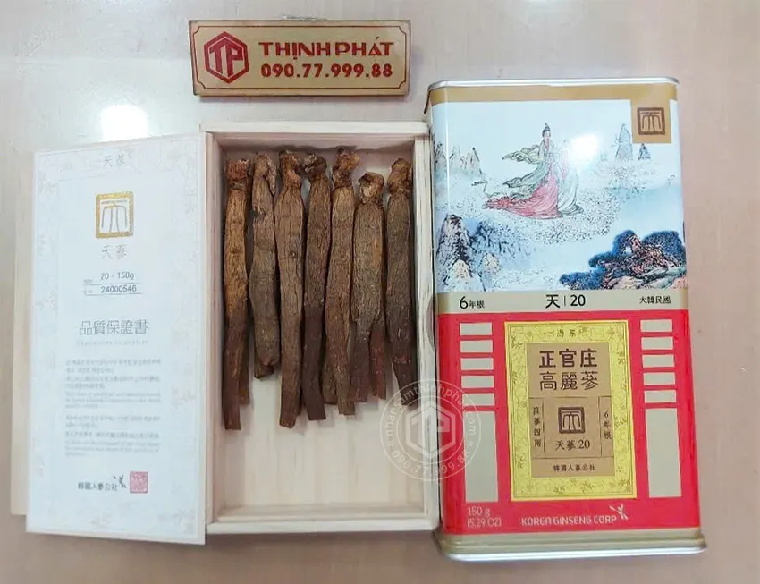 Thiên sâm chính phủ KGC Jung Kwan Jang thượng hạng Heaven 150g 7 củ