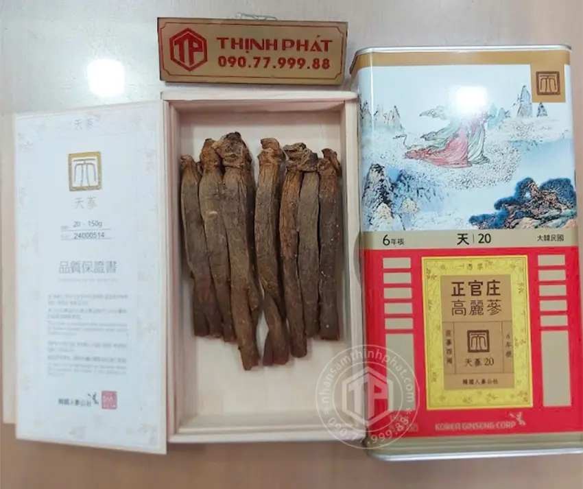 Thiên sâm chính phủ KGC Jung Kwan Jang thượng hạng Heaven 150g 7 củ