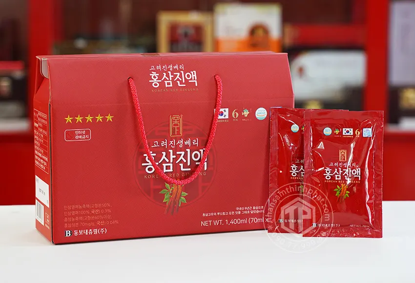 Nước hồng sâm DongWon chính hãng Hàn Quốc hộp 20 gói x 70ml Nước hồng sâm DongWon chính hãng Hàn Quốc hộp 20 gói x 70ml