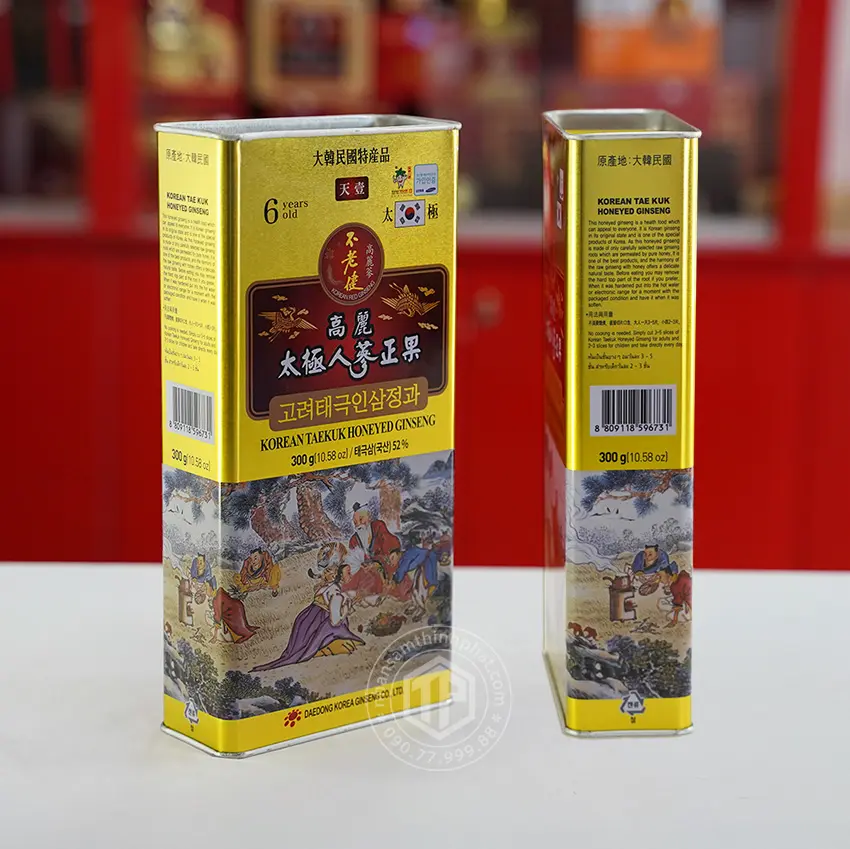 Thái cực sâm tẩm mật ong hộp thiếc 300g Sâm Hàn Quốc 6 năm tuổi cao cấp chính hãng Daedong Thái cực sâm tẩm mật ong hộp thiếc 300g Sâm Hàn Quốc 6 năm tuổi cao cấp chính hãng Daedong