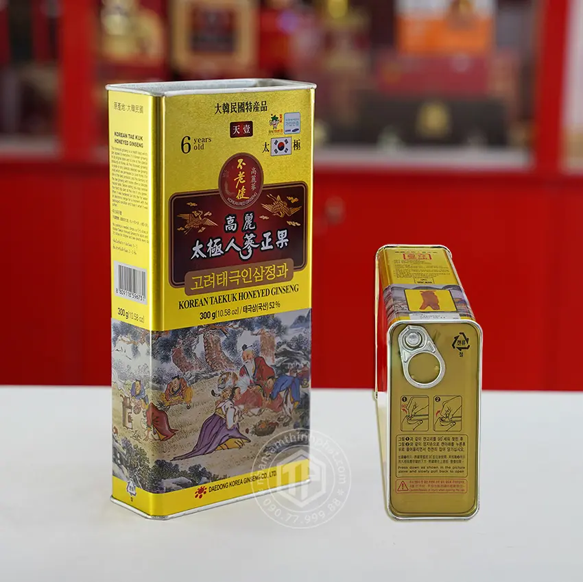Thái cực sâm tẩm mật ong hộp thiếc 300g Sâm Hàn Quốc 6 năm tuổi cao cấp chính hãng Daedong Thái cực sâm tẩm mật ong hộp thiếc 300g Sâm Hàn Quốc 6 năm tuổi cao cấp chính hãng Daedong