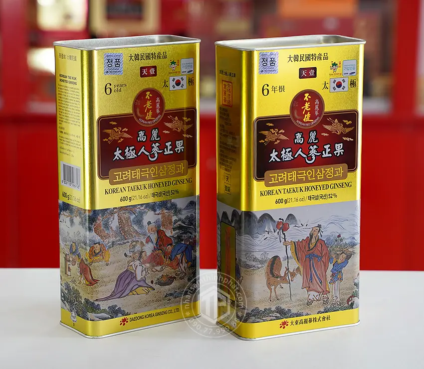 Thái cực sâm tẩm mật ong hộp thiếc 600g Sâm Hàn Quốc 6 năm tuổi cao cấp chính hãng Daedong Thái cực sâm tẩm mật ong hộp thiếc 600g Sâm Hàn Quốc 6 năm tuổi cao cấp chính hãng Daedong