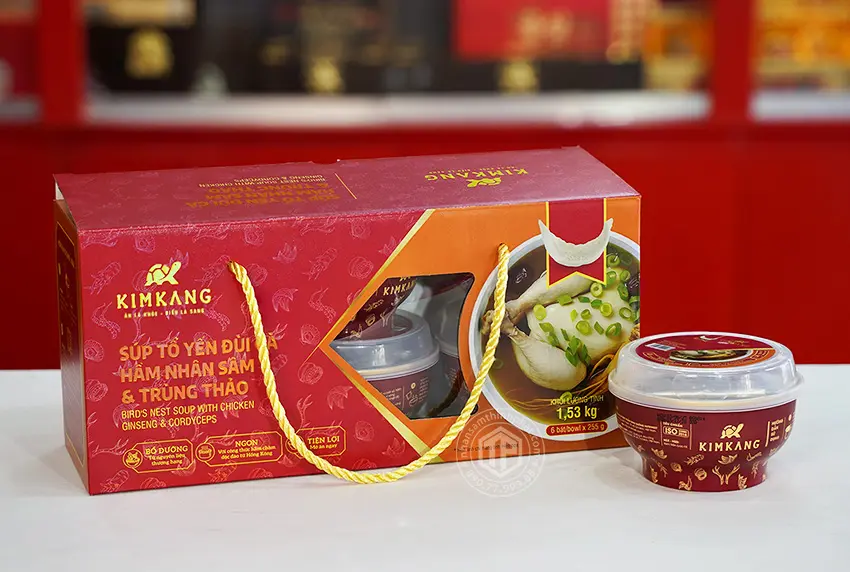 Súp tổ yến đùi gà nhân sâm đông trùng hộp 6 chén x 255g Súp tổ yến đùi gà nhân sâm đông trùng hộp 6 chén x 255g