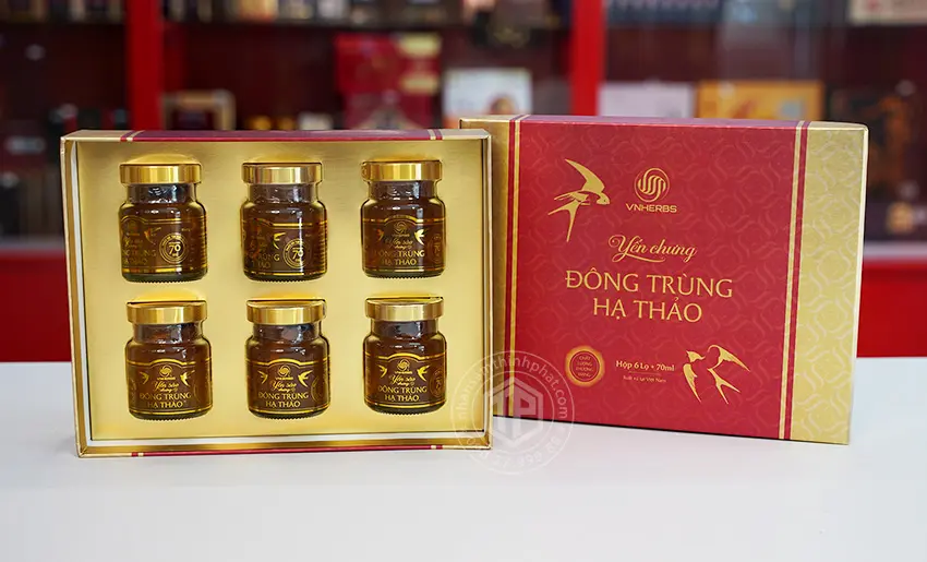 Yến sào đông trùng hạ thảo ký chủ cao cấp hộp 6 lọ