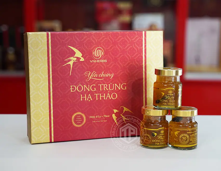 Yến sào đông trùng hạ thảo ký chủ cao cấp hộp 6 lọ