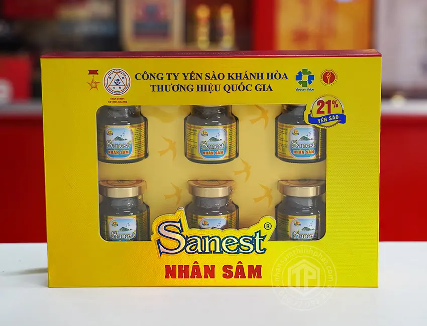 Yến Sào Sanest nhân sâm Fucoidan hộp 6 lọ