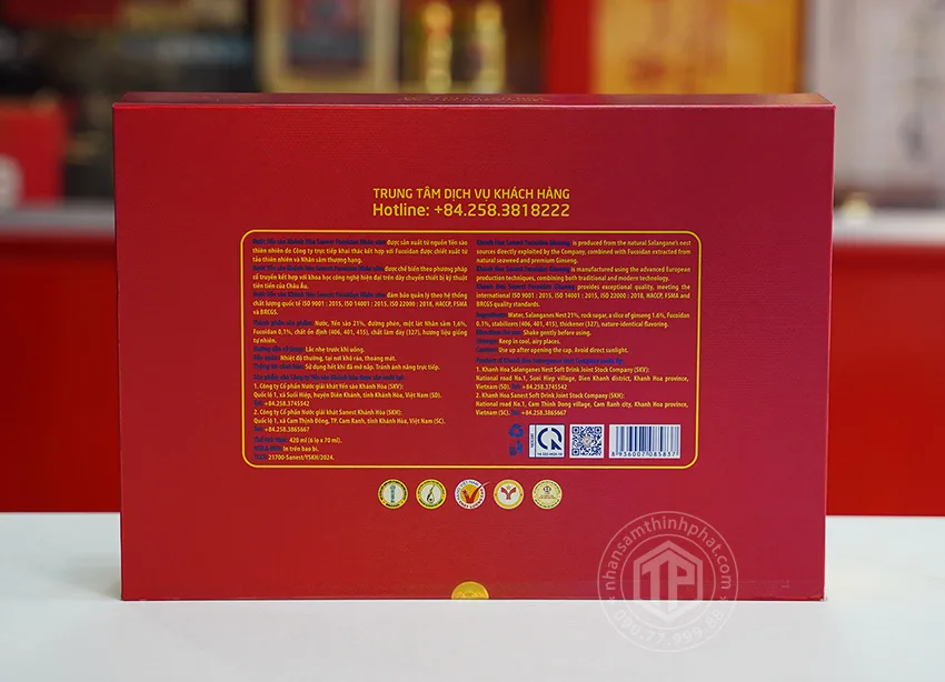 Yến Sào Sanest nhân sâm Fucoidan hộp 6 lọ